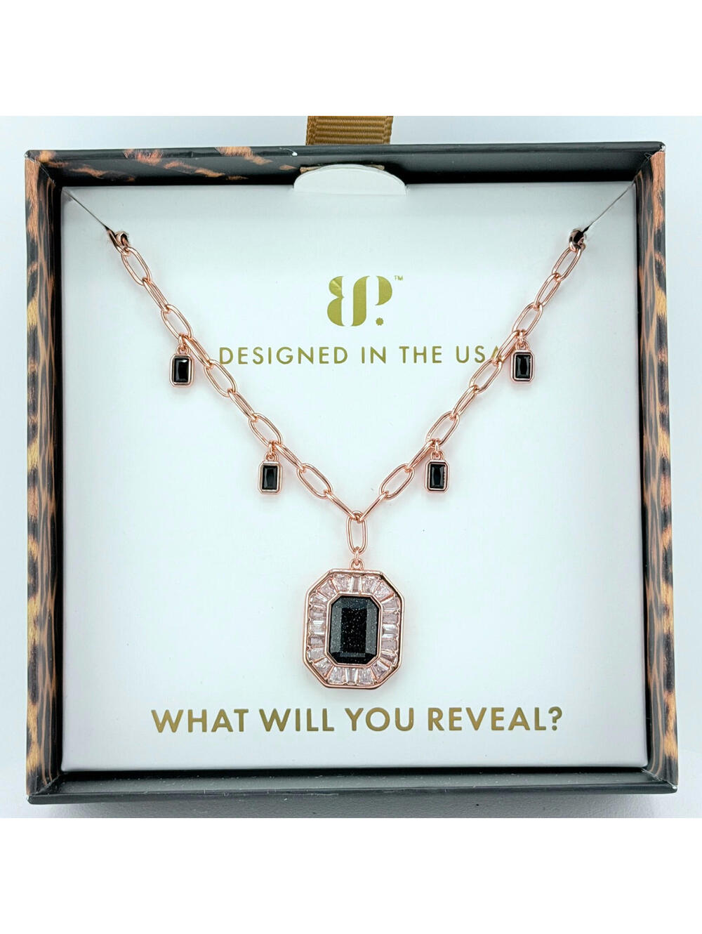 Bomb Party UNTAMED "Pulse Between Strikes" Necklace Onyx Sandstone on Rose Gold